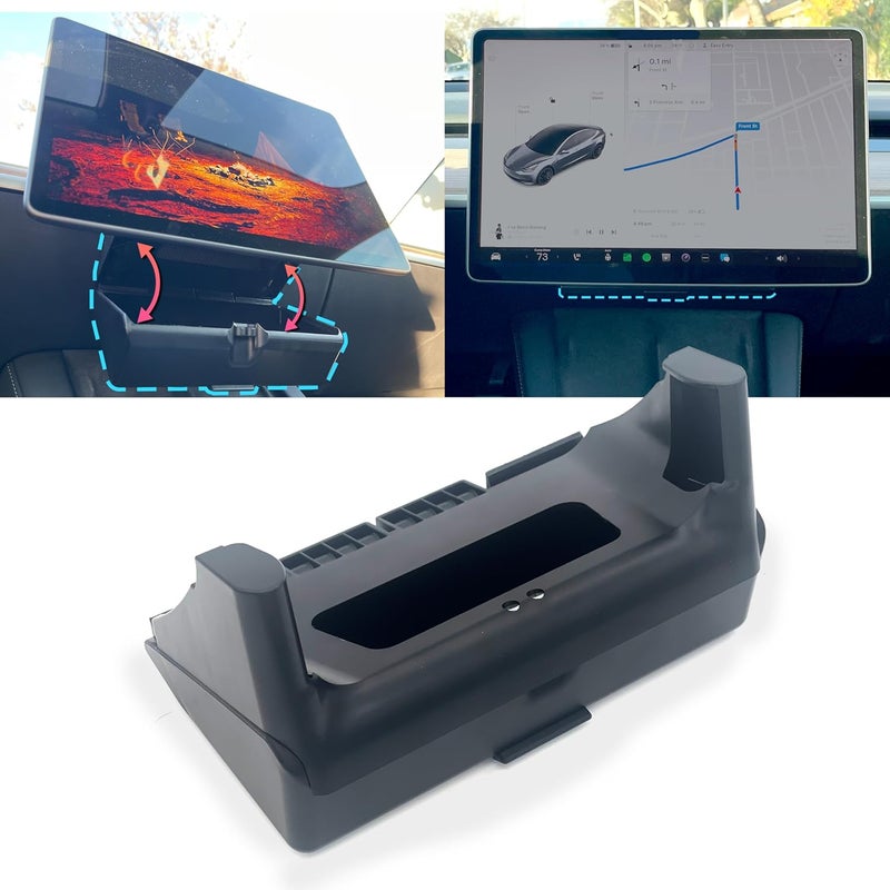DockCharged Store Hidden Under Screen Storage Box for Tesla Model 3 2019~2023 and 2024 and Earlier Model Y - Closeable Tesla Center Console Organizer - Perfect for Sunglasses, Mobile Phone and Key Cards - Image 1